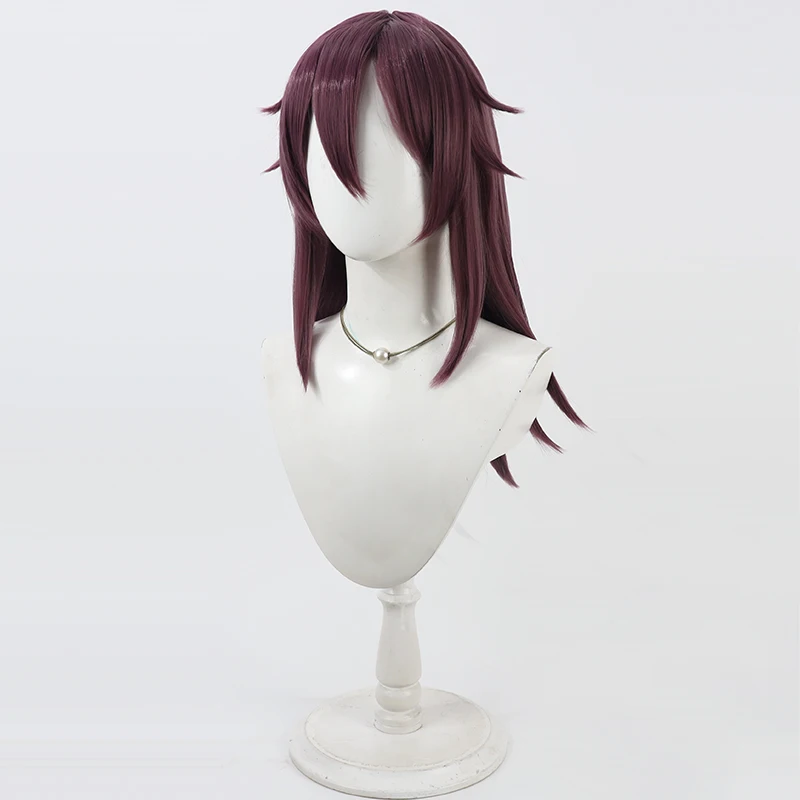 Mizuki Shiranui Cosplay Wig Taimanin Dark Red 55cm Synthetic Hair Heat Resistant Halloween Headwear Role Play + Free Wig Cap