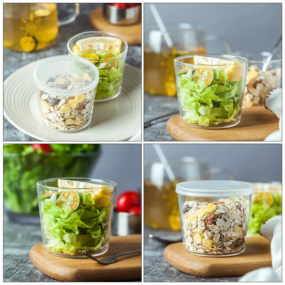 3 قطع من وعاء سلطة الفاكهة، وعاء تقديم زجاجي شفاف لمطعم المنزل، استخدم حافة ناعمة، حاوية تخزين الطعام سهلة التنظيف #3