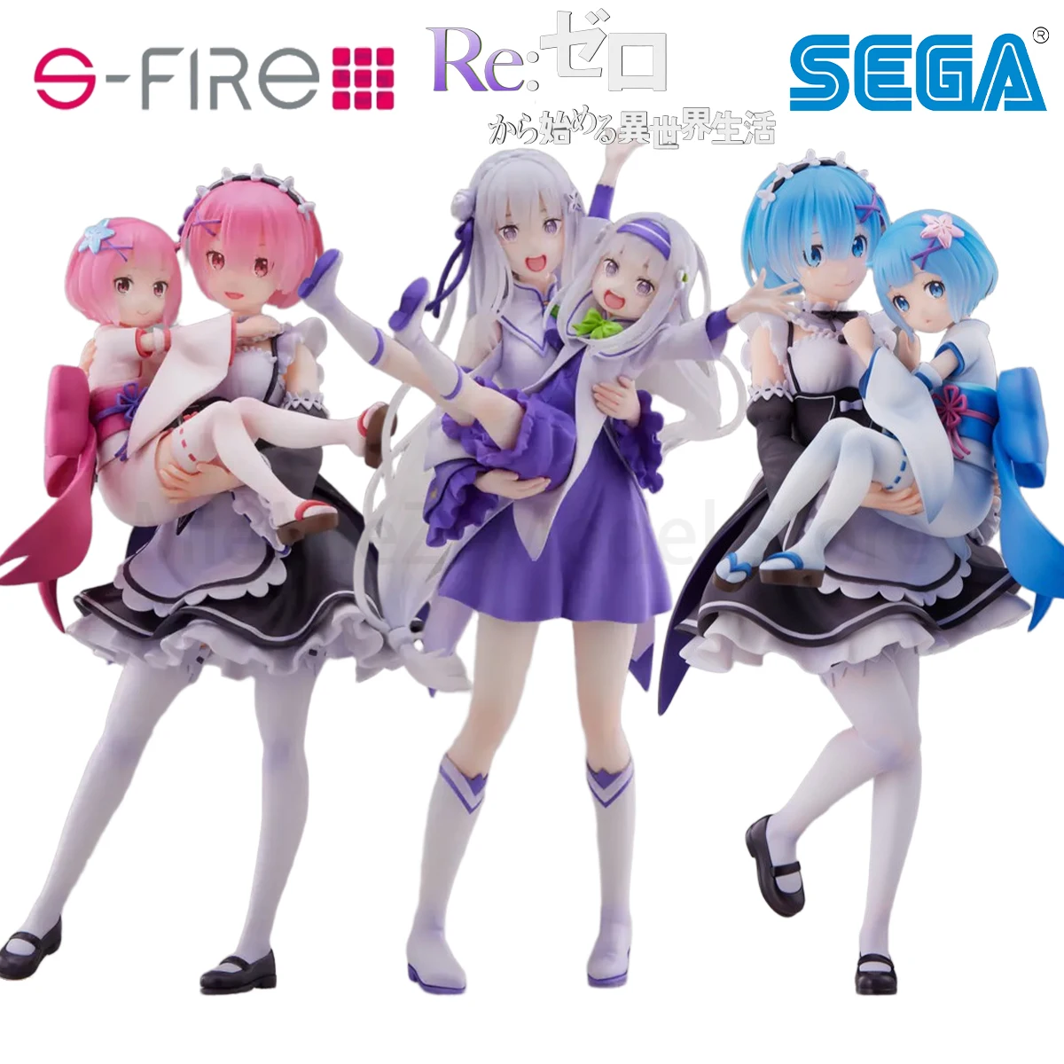 

В наличии Оригинальный Sega Prepainted S-Fire Re:Zero Kara Hajimeru Isekai Seikatsu Rem Emilia Ram & During Childhood Cute Garage Kit