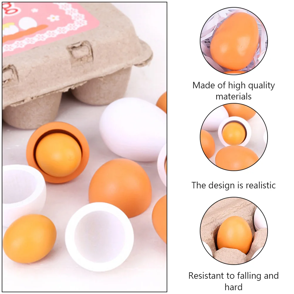 

6Pcs Simulation Eggs Lifelike Educational Plaything for Kids Hand-Eye Coordination Development Kitchen Learning Activity