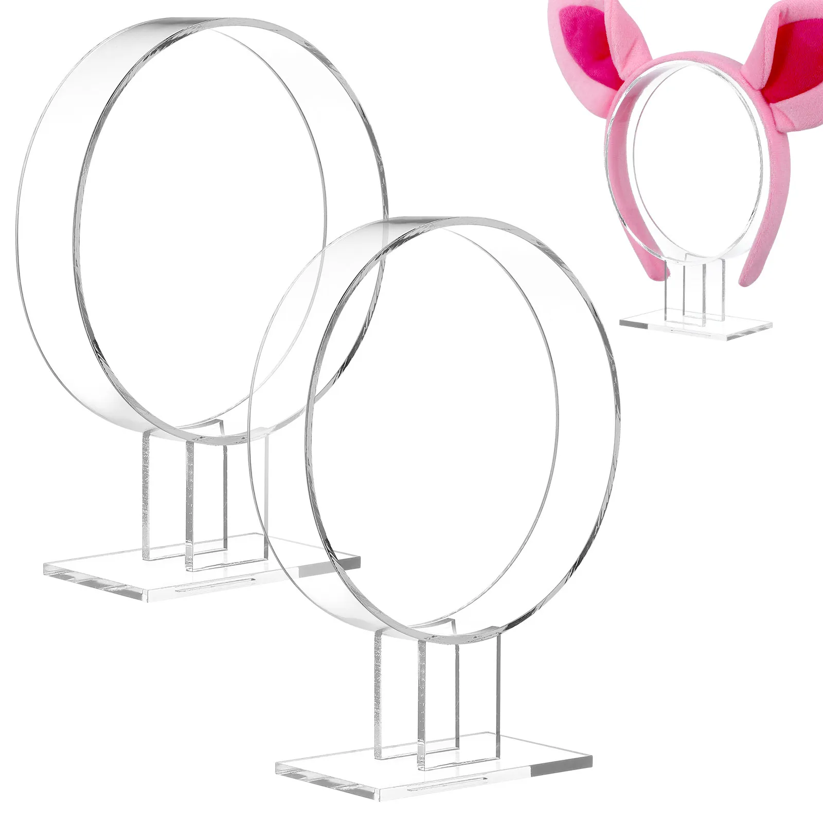 

2Pcs Acrylic Headpiece Organizer Clear Hairband Rack Holder for Efficient Headband Display and Space Saving Organization