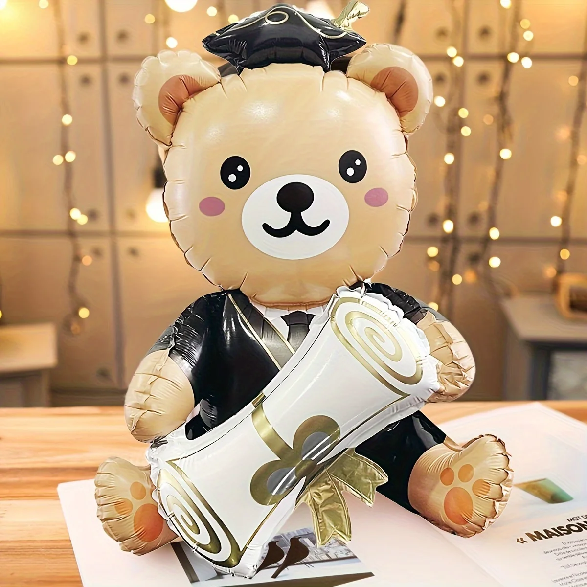 1pc Cute Holding Graduation Bear palloncino in pellicola di alluminio, palloncino per feste di laurea perfetto per eventi scolastici e decorazioni del Campus