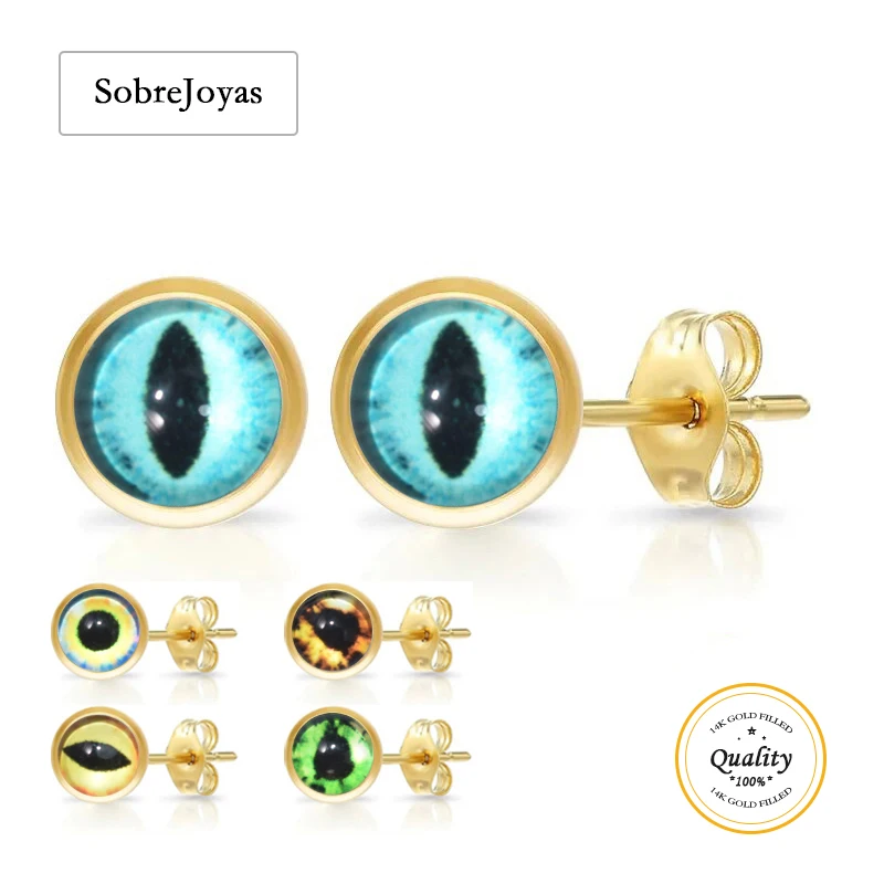 14K Gold Filled Evil Eye Earrings Eye Studs Quirky Earrings Whimsical Earrings Weird Earrings Best Friend Gift