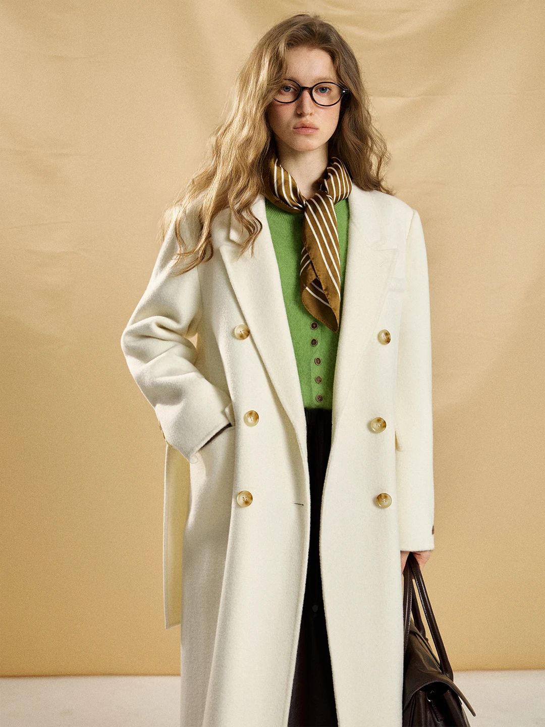 

Женское шерстяное пальто средней длины Ele, двубортное, осенне-зимнее, модная верхняя одежда, однотонное, прямого кроя