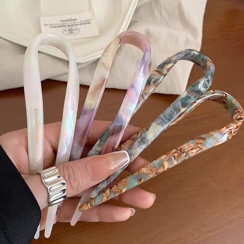 U 字型アクリルヘアクリップ女性のための韓国スタイルポニーテールヘアピンファッションガールヘアカーラーヘアピン