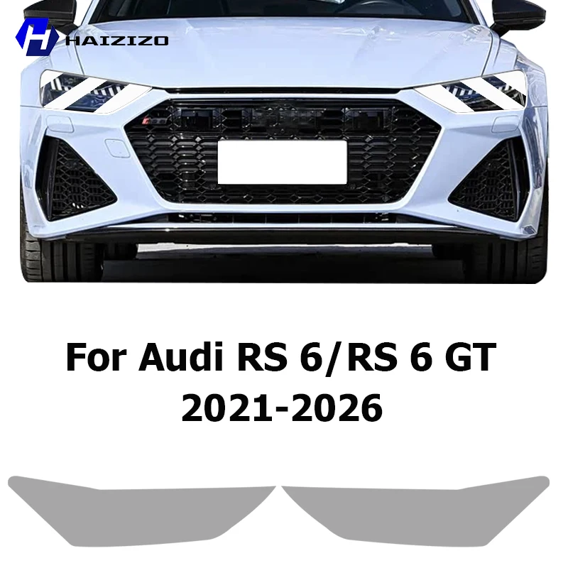 

For Audi RS 6/RS 6 GT 2021-2026 Smoke Black Car Headlight Protective Film TPU Anti-Scratch Vinyl Wrap Kit for Auto Light Custom