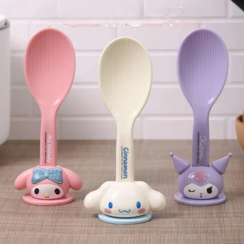 

Sanrio милая мультяшная трехмерная ложка для риса Kuromi Cinnamoroll шпатель для риса можно использовать вертикальная бытовая ложка для риса
