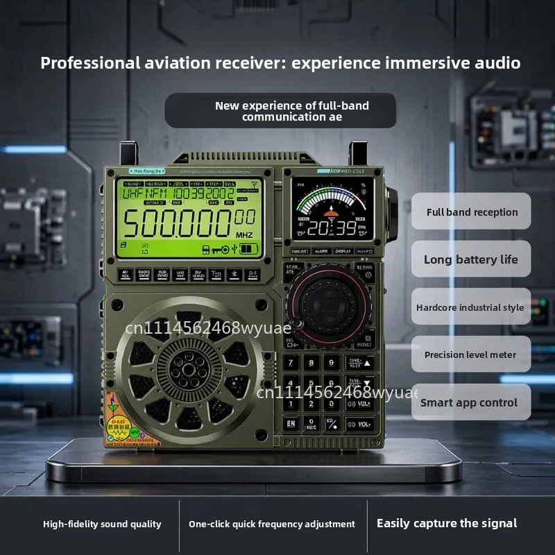 HRD-C919 AIR FM MW SW Shortwave VHF UHF WB Multi-band Radio Portable Aviation Band Radio Receiver 5000ma Battery