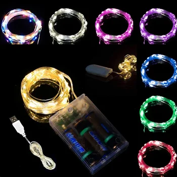 USBバッテリー駆動の妖精ランプ,結婚式の花輪,寝室の装飾,新年のパーティー,クリスマス,銅線チェーン,5〜30m