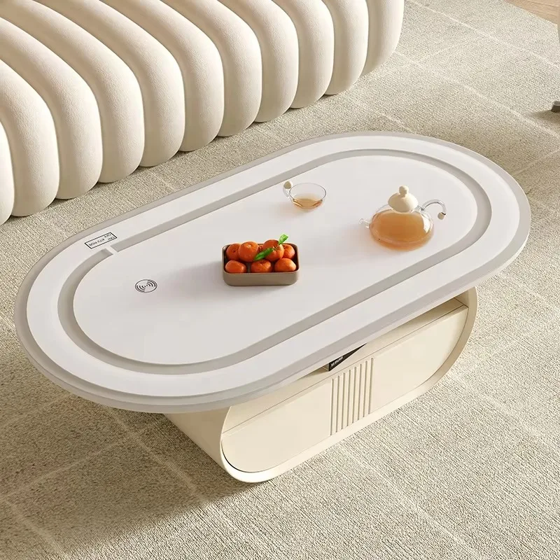 Living Room Smart Touch Light Emitting Diode Lighting Table Oval Home Furniture Coffee Table