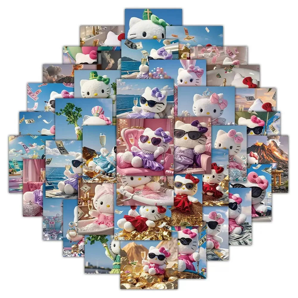 

10/72pcs Anime Hello Kitty Daily Time Poster Stickers Aesthetic DIY Sticker Luggage Fridge Diary Kawaii Kid Graffiti Decals Toy