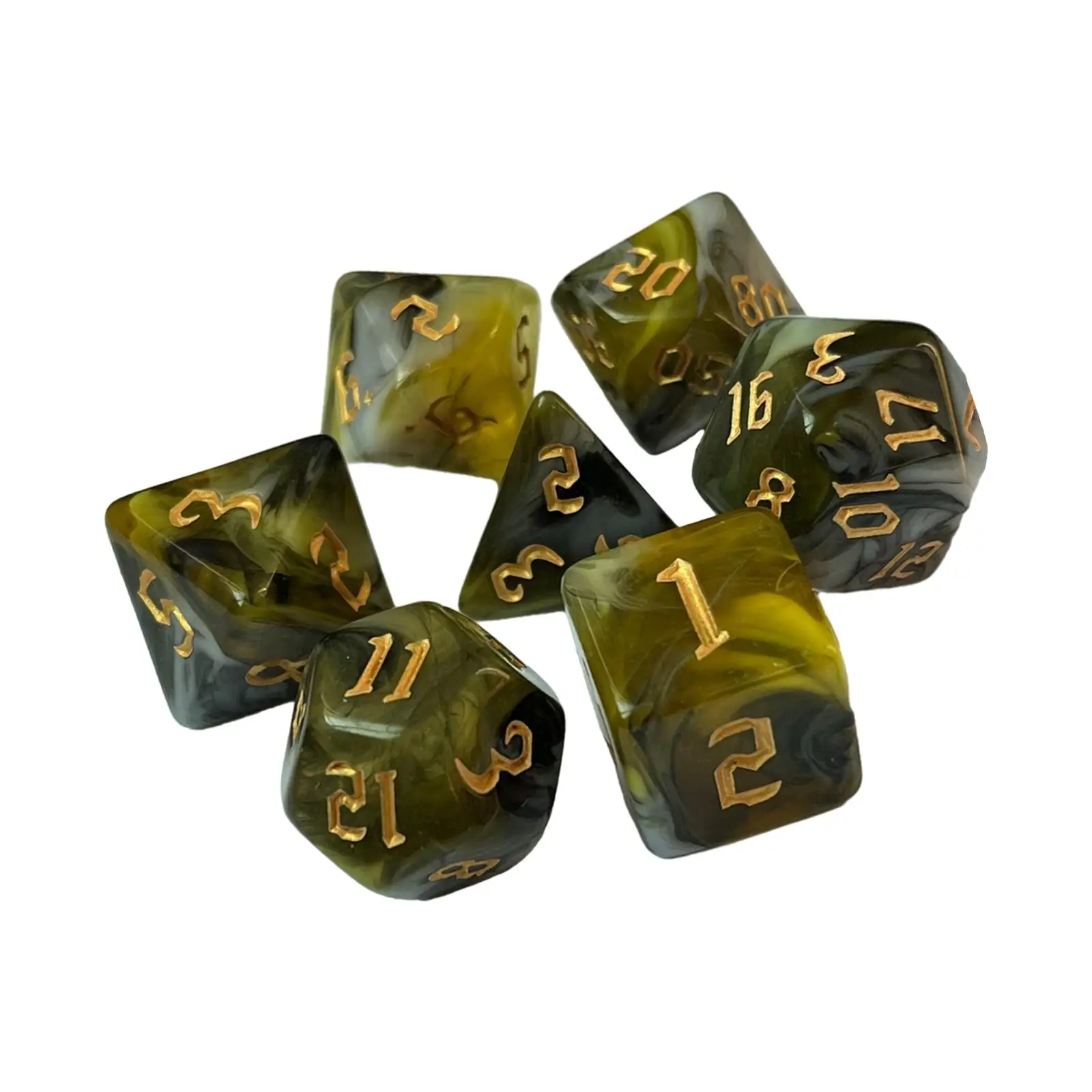 Dadi poliedrici multifaccia Set doppio colore Gioco di ruolo da sette pezzi Bomboniera per giochi di carte e apprendimento della matematica