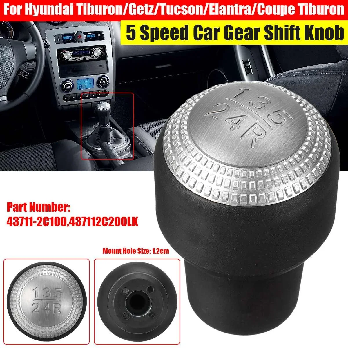 5 Speed Car Gear Knob Head Cap Cover for HYUNDAI coupe Tiburon IX35 TUCSON 43711-2C100 437112c200LK