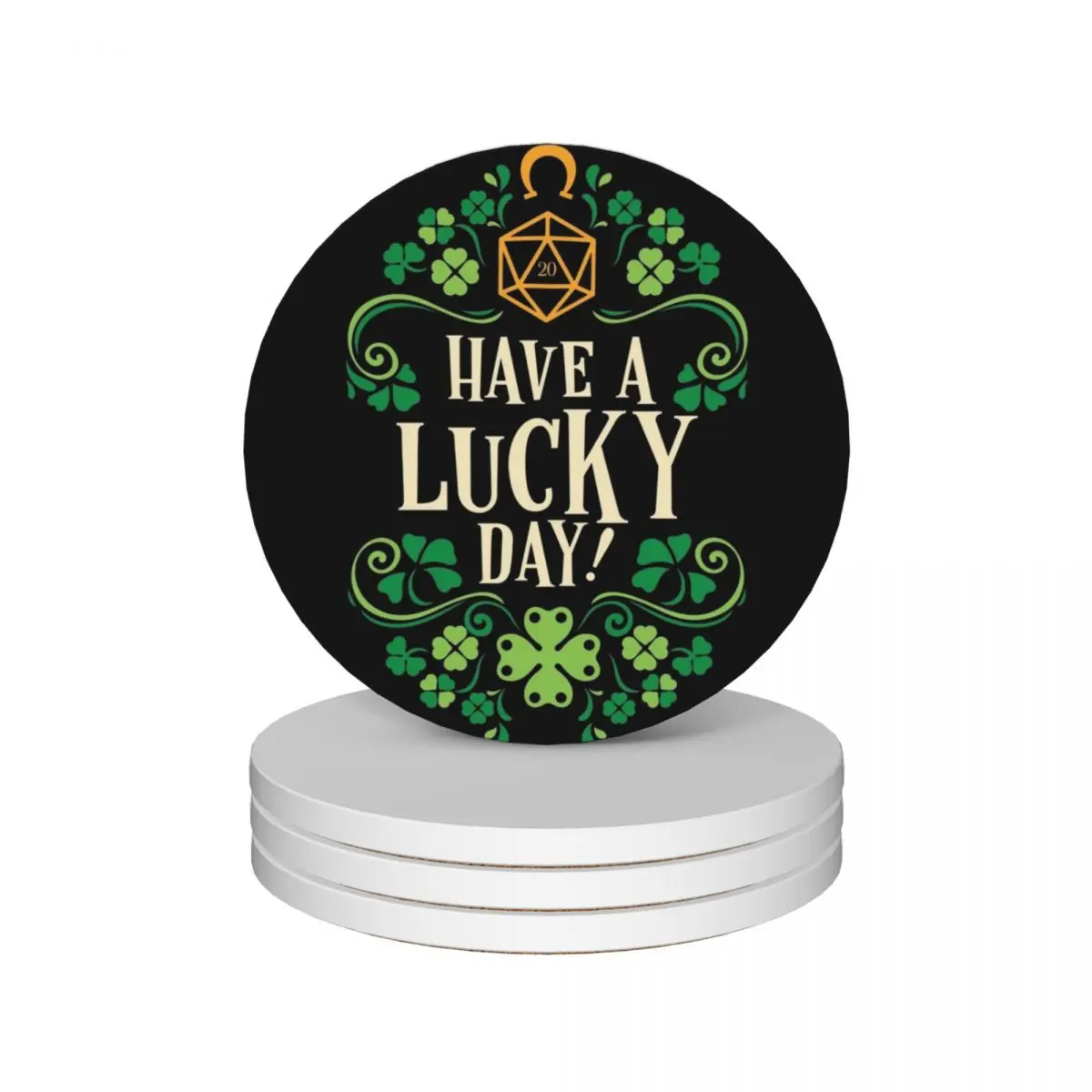 

Have a Lucky Day Critical Hit Ceramic Coasters (Set of 4) original tile Coasters