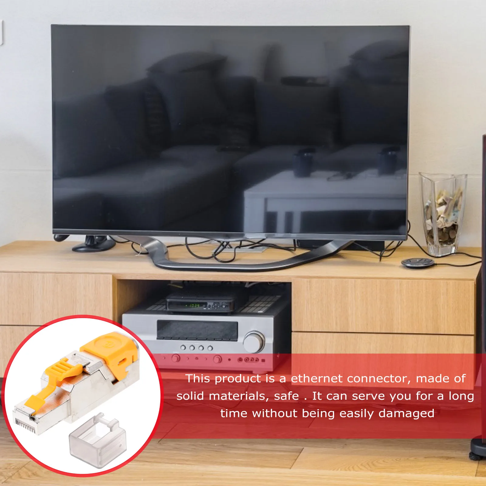 

Crimp-free Metal Ethernet Connector' Network Cable Plug Modular Module Shielded Wire Through Pass