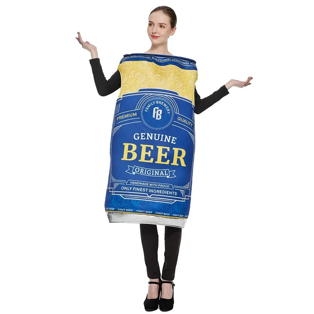 

Oktoberfest Adult Funny Role Play Beer Costume Unisex Whiskey Rum Beer Bottle Jumpsuit Halloween Carnival Spoof Costume Party