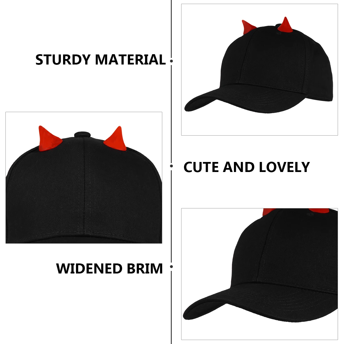 

Little Baseball Cap Cotton Hat for Halloween Sun Block Outdoor Peaked Cap Black Color Fits All Evil Themed Fishing