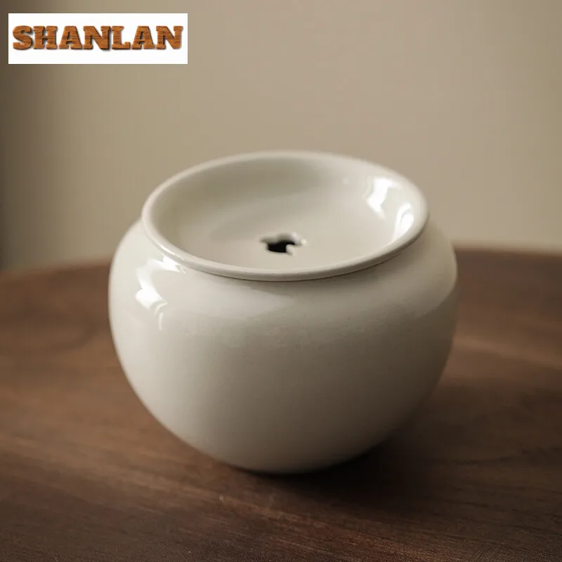 650ml Plant Ash Handmade Tea Washing Auspicious Clouds Water Storage Pot Retro Jianashui Basin Writing-brush Washer Chaxi Craft