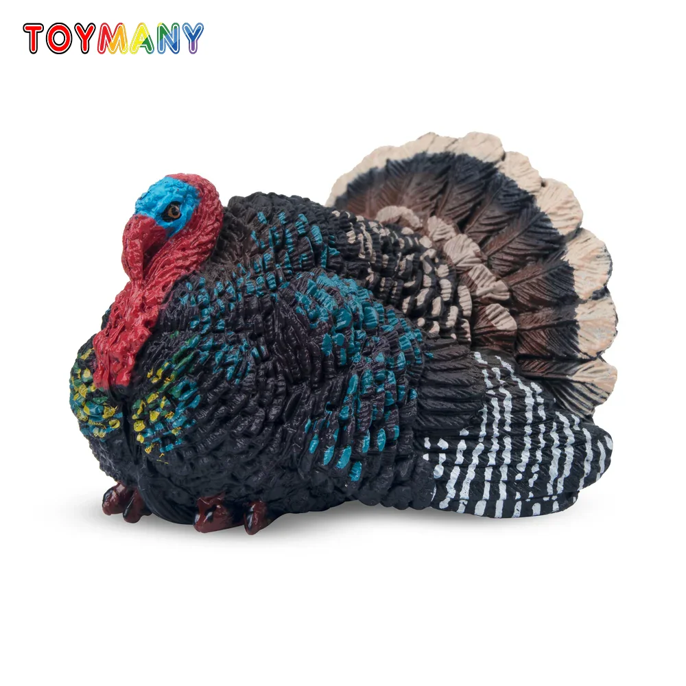 Toymany Simulation Turkey Wildlife Animal Model Toy Mini Figures Dolls Action Figurines Toys Children Gift Cake Decoration
