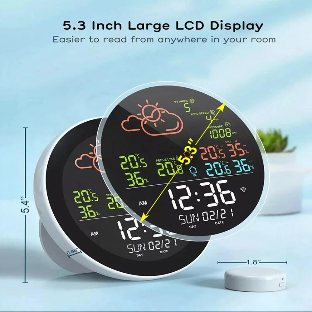 Tuya WiFi Intelligent Weather Clock  Thermometer Hygrometer LCD Display Mobilephone Tuya APP Control with Alarm Clock Function