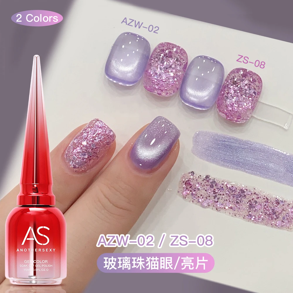 Als 2 Stück 15 ml Moonlight Cat Magnetischer Nagelgellack Glitzer Rosa Silber Semi Permanent French Style Nail Art UV/LED Gel Lack