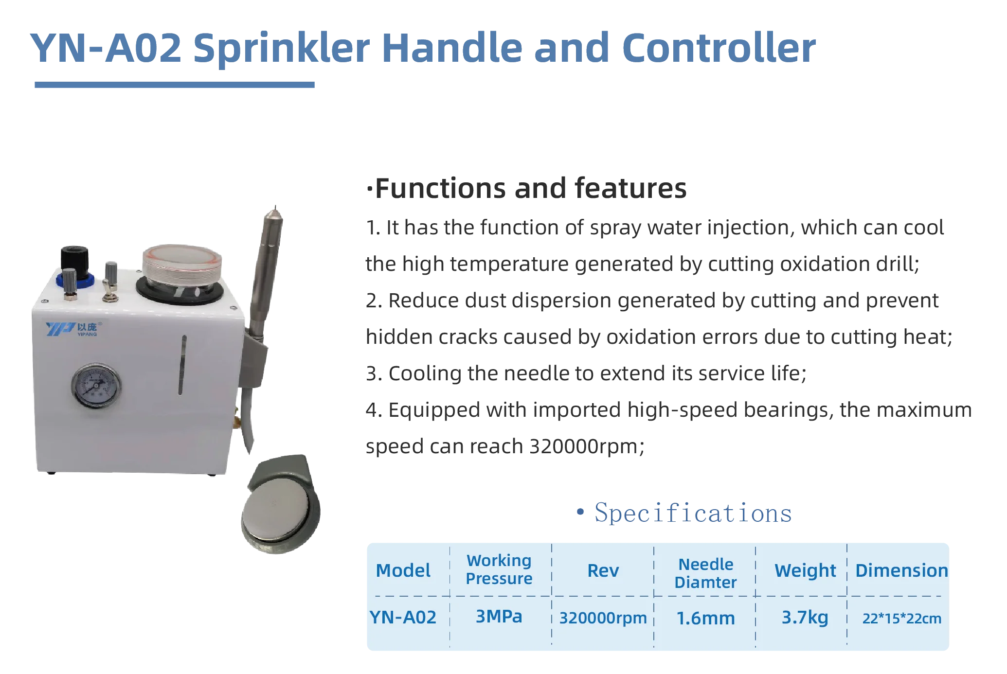 YIPANG Sprinkler Handle and Controller Denta Irrigation System Oral Procedure Pro Flow Series Hygiene Tool Optimal Dispensing