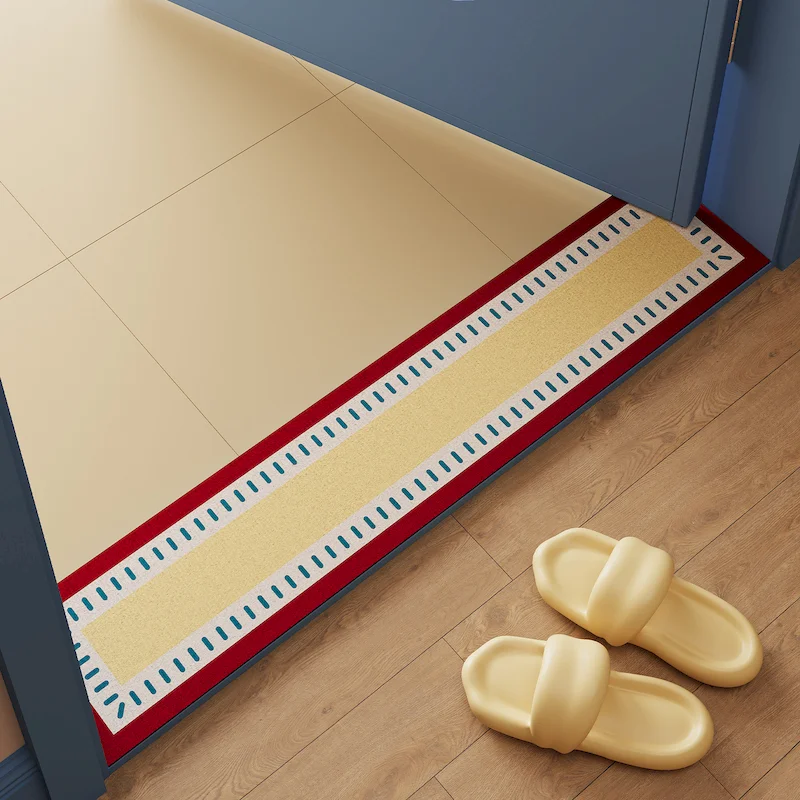 VIKAMA Retro Border Long Carpet Anti Slip Quick Drying Floor Mat Bedroom Living Room Entrance Threshold Mat Home Decoration