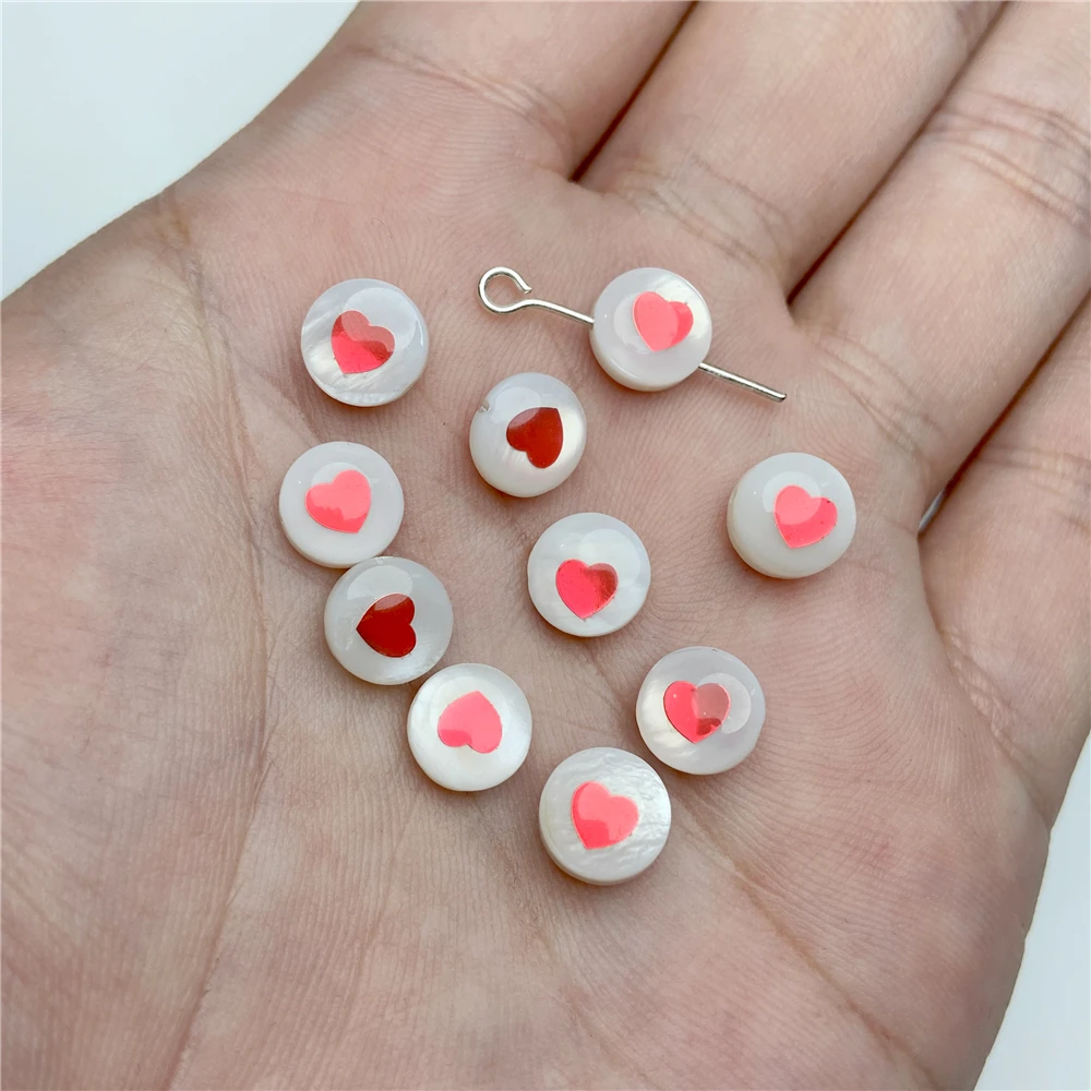 7-8MM Natural Round Shell Beads Roses Leaf Elegant White Black Pearl Shell Beads for Jewelry Making DIY Necklace Bracelet 5PCS