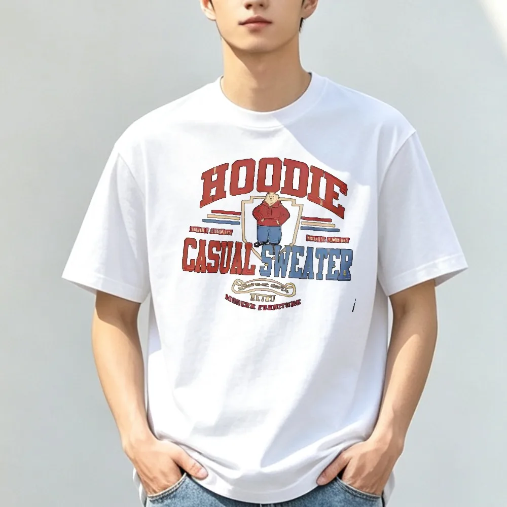 Vintage College Letter Character Graphic Tshirt Retro Hoodie Casual Sweater Print Short Sleeve Varsity Style Streetwear  Man Tee