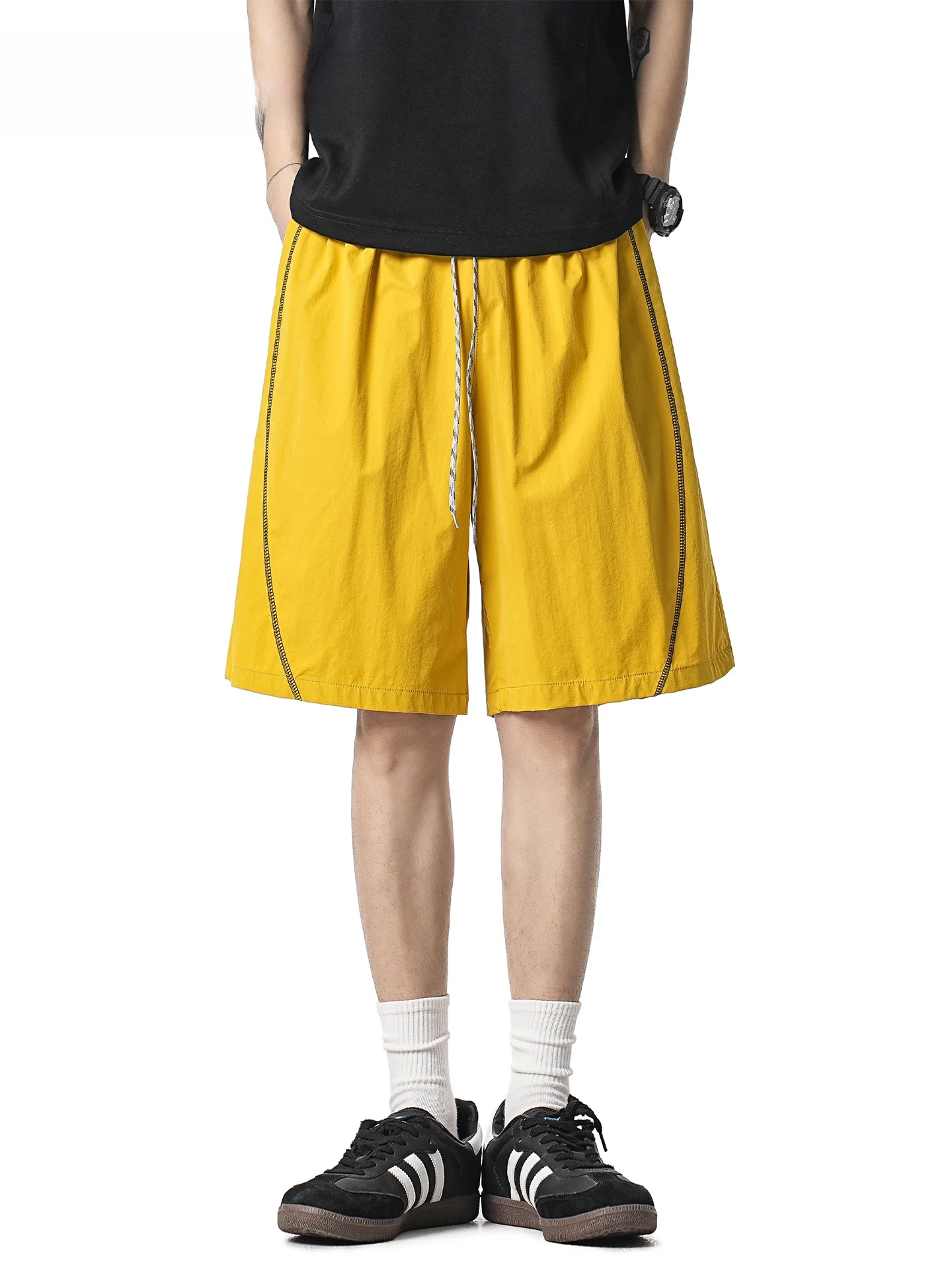 

JOKARJONNY American Color Blo Hassel Qui Dry Sports orts Men Summer Thin Ice Silk Five-Quarter Mid-Pants