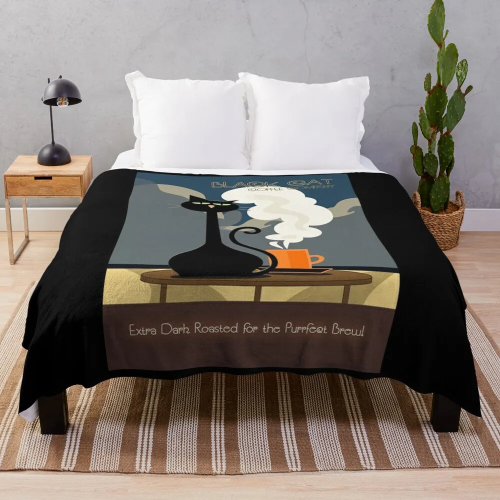 Black Cat Coffee Company - Extra Dark Roast Throw Blanket Extra Large Throw Blankets Sofas Of Decoration anime Blankets