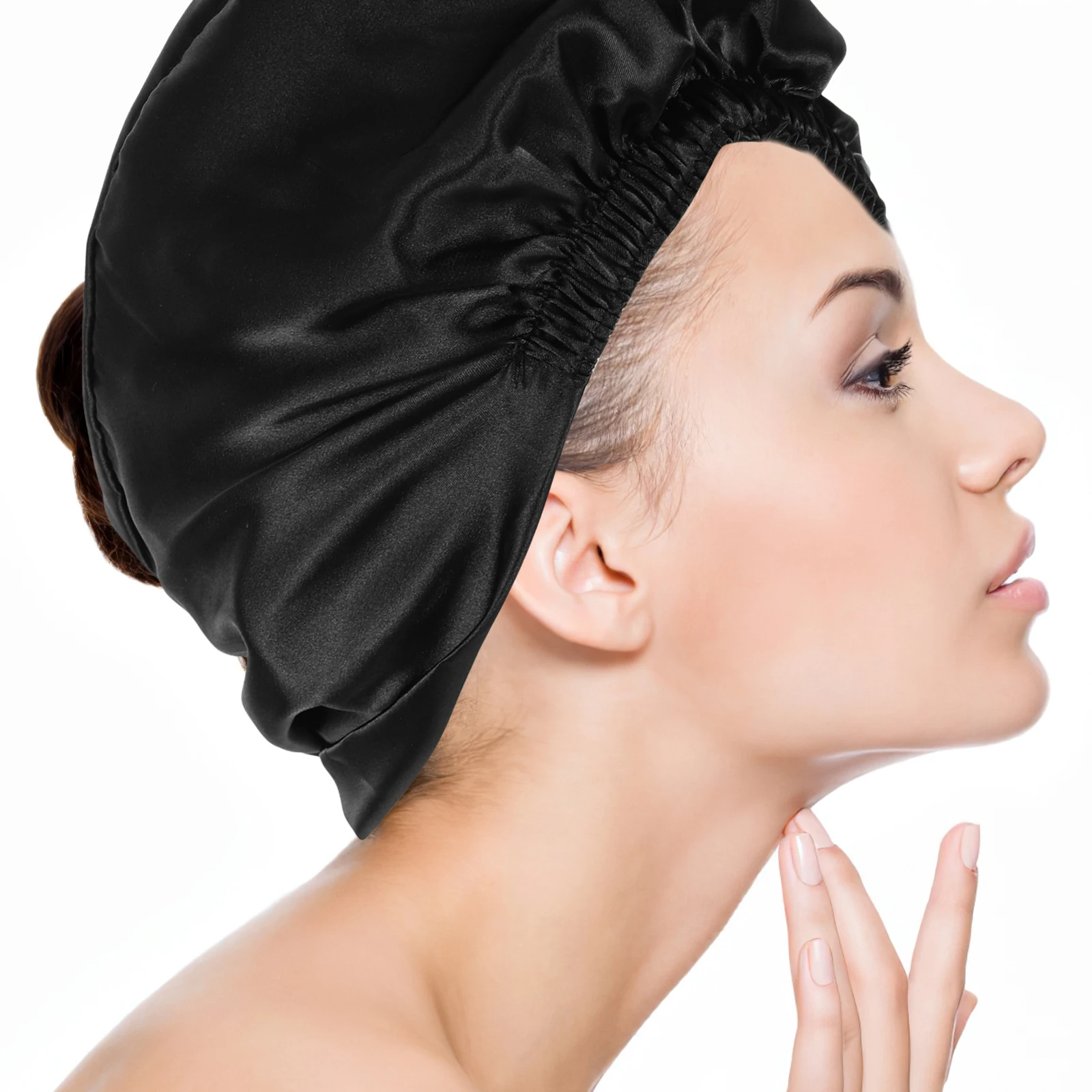 

Double Layer Imitated Sleeping Bonnet Women Hair Care Hat Supple Elastic Chemotherapy Bathing Cap Home Supplies