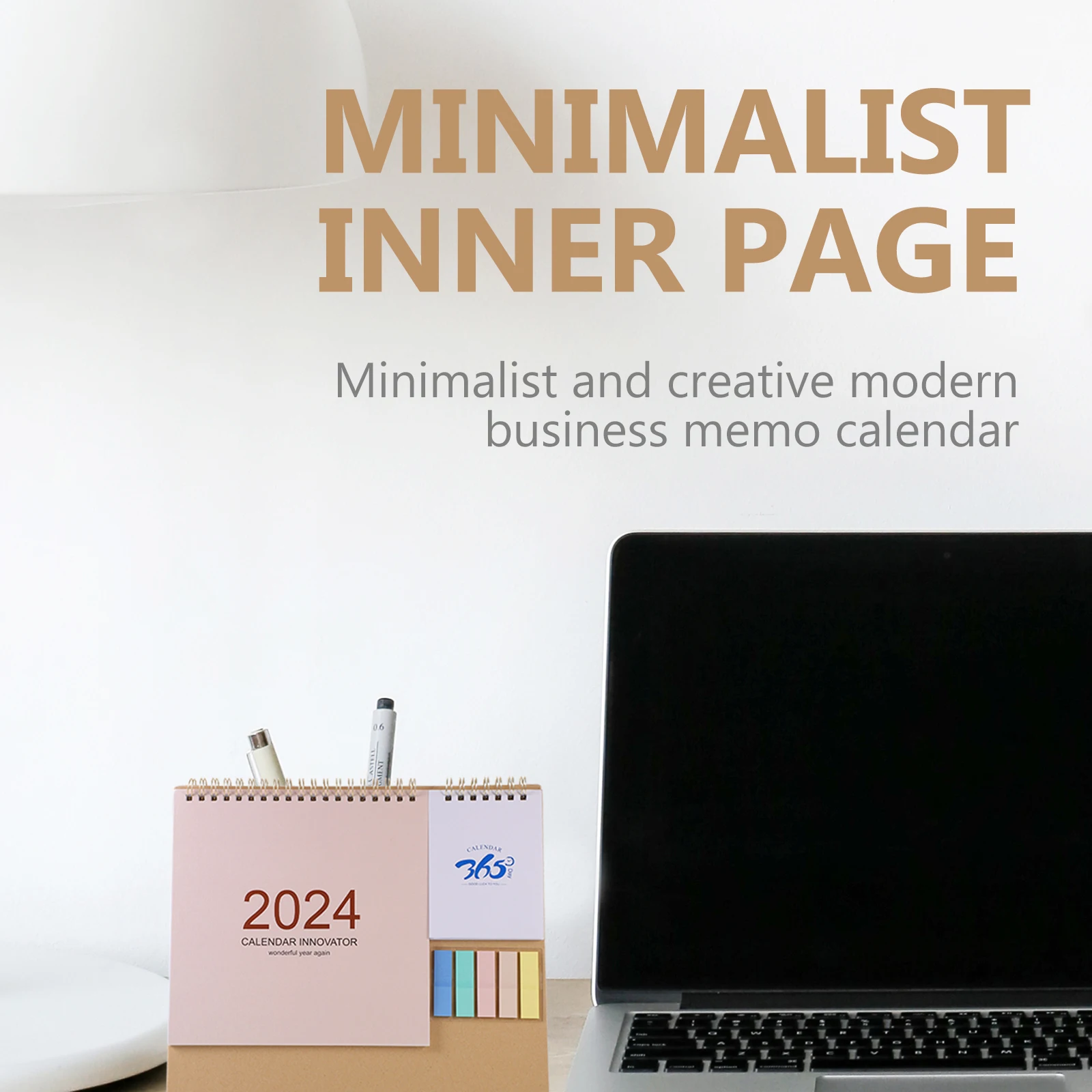 

2024 Desk Calendar Simple Creative Modern Business Notes Pink Yellow Frame Flip St Office Decor Countdown