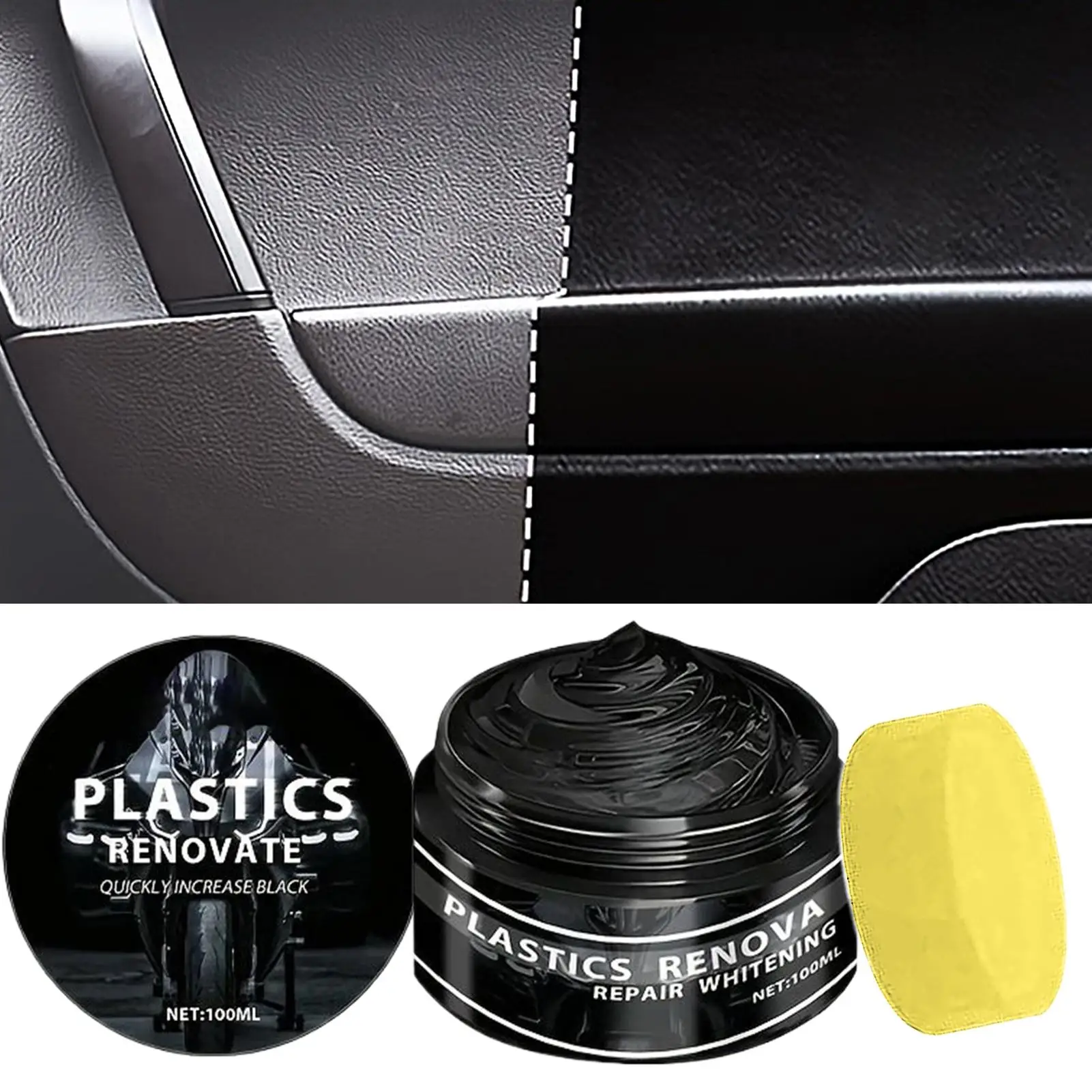 Universal Car Motorcycle Renovation Wax 100ml Car Interior Black Trim Restorer Plastic Rubber Repair Cream Car Renovation Wax