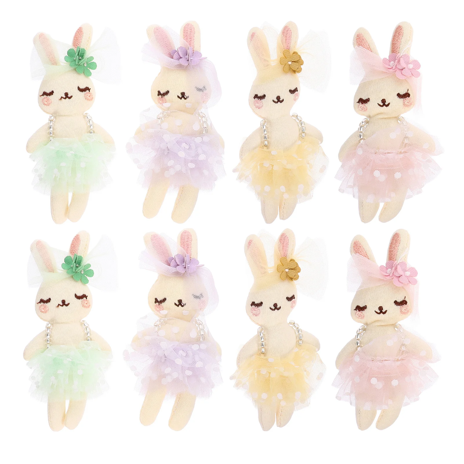 8 قطعة الدمى القطنية الصغيرة الأرنب رائعتين الباليه أرنب صغير محشوة الحيوان هدايا عيد الفصح للأطفال أرنب محشو