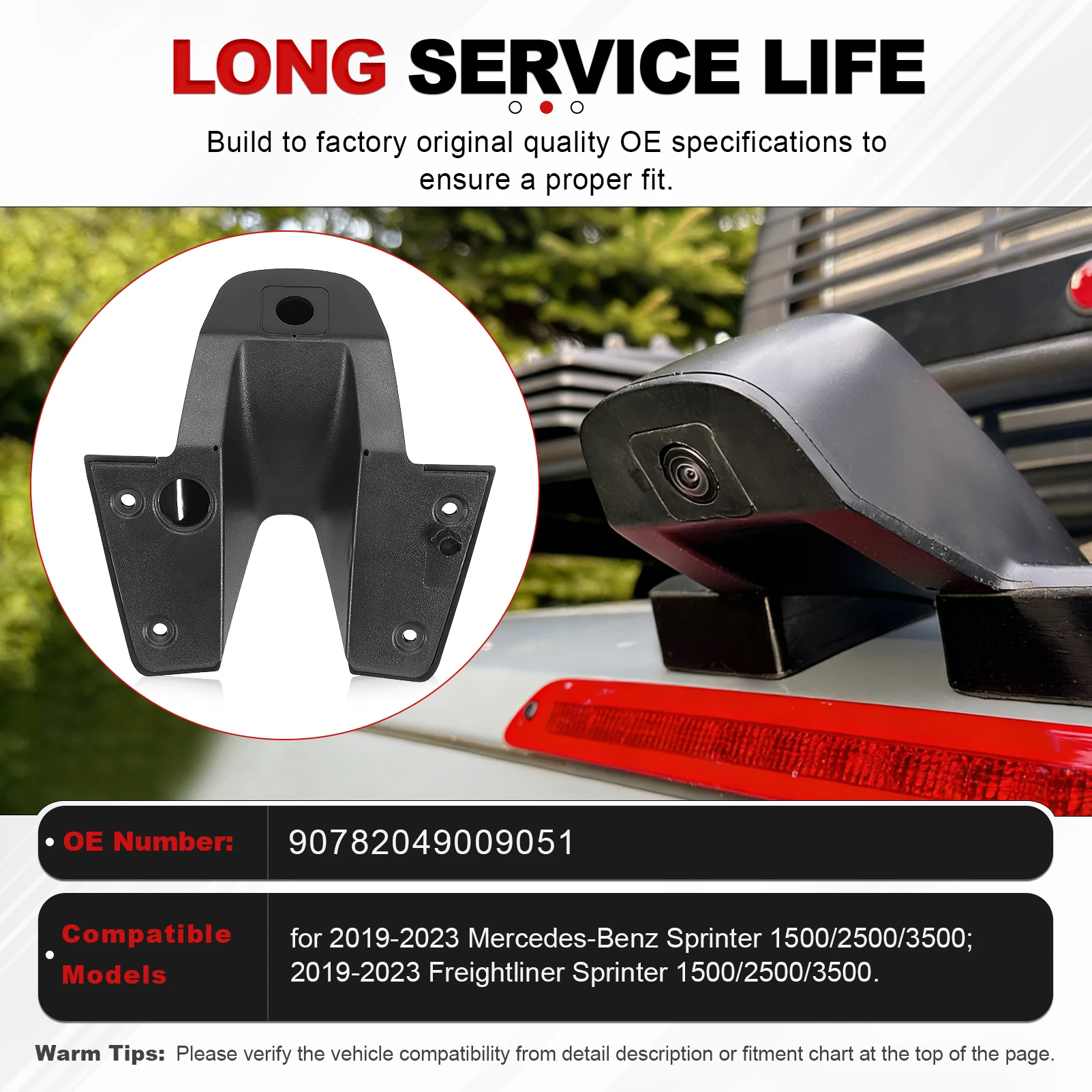 

Reverse Backup Camera Cover Rear Camera Housing 90782049009051 For Mercedes-Benz Sprinter 1500 2500 3500 1X 2018-2020 2023