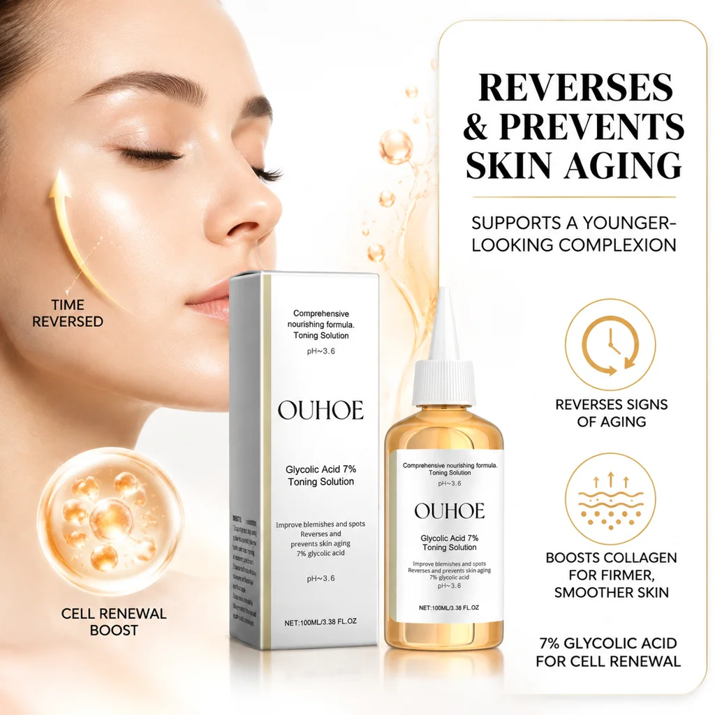 7% Glycolic Acid Toning Solution 100ml – Gentle Exfoliating Toner for Acne, Pore Shrink & Oil Control, Lifting Firming & Wrinkle Smoothing, Hydrating Daily Face Care Essence