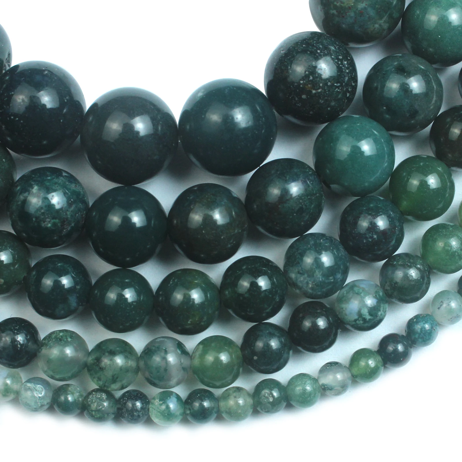 Moss agat Natural Stone String Loose Round Beads Strand 4 6 8 10 12 14 MM DIY Charms Beads For Jewelry Making