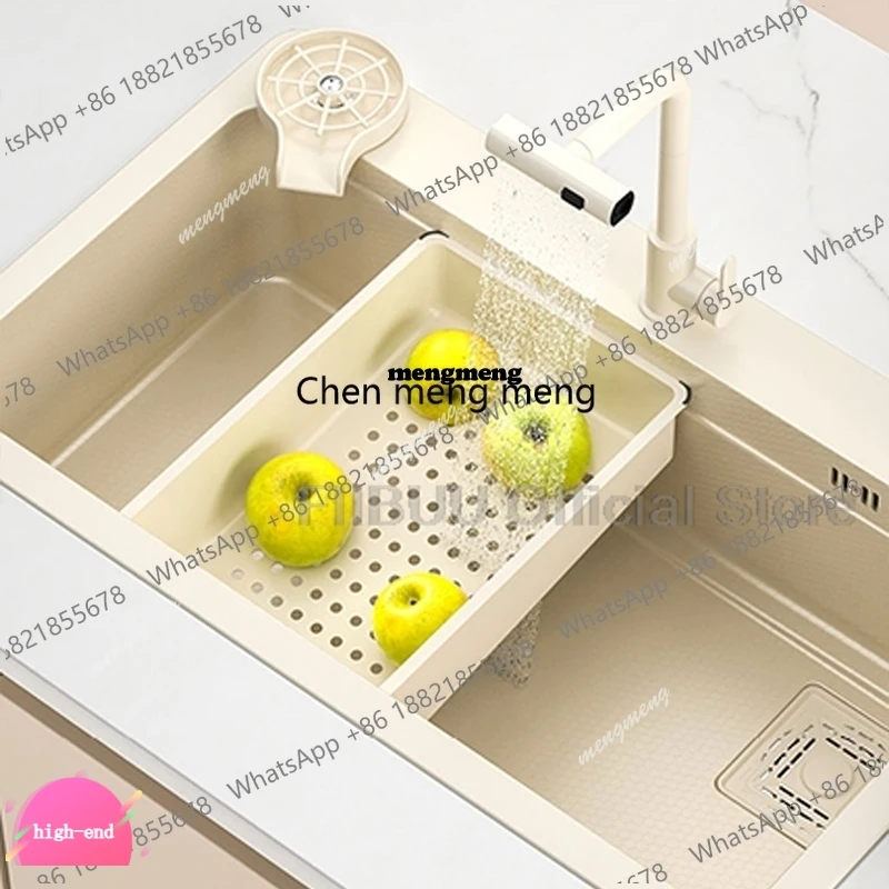

Многофункциональная кухонная мойка: большая одинарная чаша из утолщенной нержавеющей стали ручной работы, для мытья, нарезки и слива овощей — полный комплект