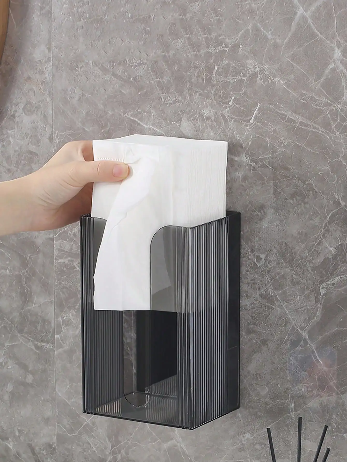 Bathroom Wall-Mounted Self-Adhesive Tissue Box Multi-Function Paper Towels Storage Box Portable Draw Cartons Commodity