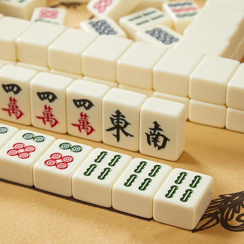 

26mm Chinese Mahjong Game Set 144 White Engraved Mini Tiles For Family Gathering For Chinese Style Game Play Family Leisure Time