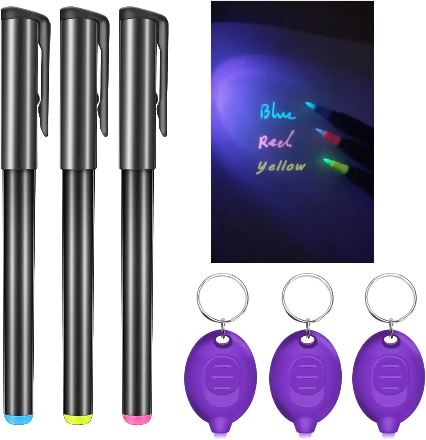 

Invisible Ink Pen Set with 3 UV Flashlights for Secret Messages, Fun Gifts for Kids and Adults