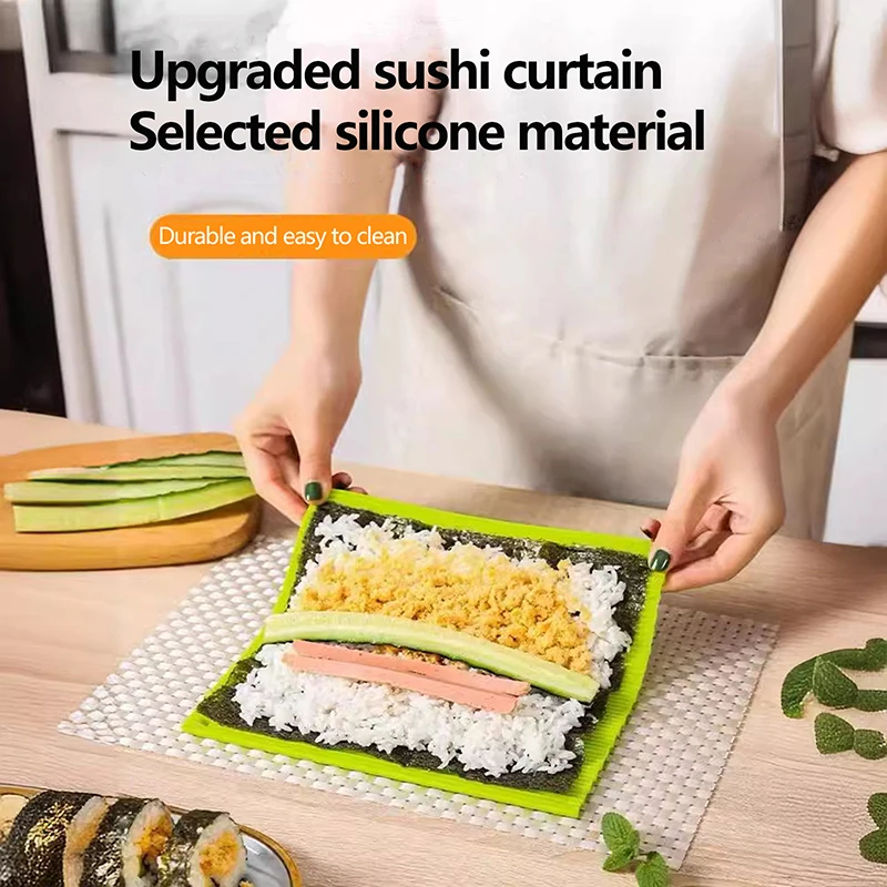 Imitation Bamboo Sushi Rolling Mat Food Grade Silicone Sushi Rolling Mat Non Stick Sushi Roller Durable Reusable Sushi Rolls