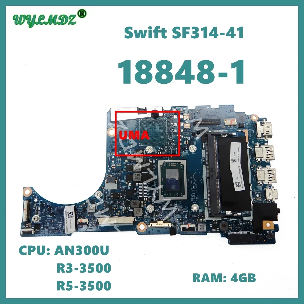 

18848-1 With AN300U R3-3200 R5-3500 CPU 4GB-RAM Laptop Motherboard For Acer Swift 3 SF314-41 SF314-41G Notebook Mainboard