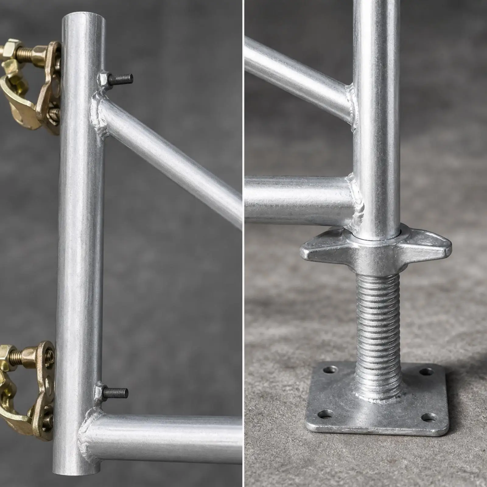 Scaffold Frame with Adjustable Foot | unified Clamp Fittings, Sturdy Tubular Metal Construction, Scaffold support bracket, for