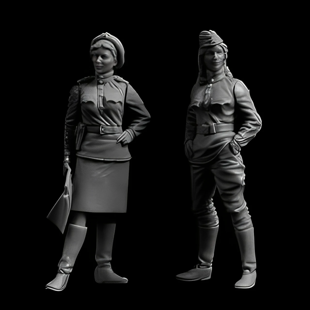 1/35 Scale Doll Model Kit - Russian Female Traffic Controller and Driver - Unassembled and Unpainted - 1388R