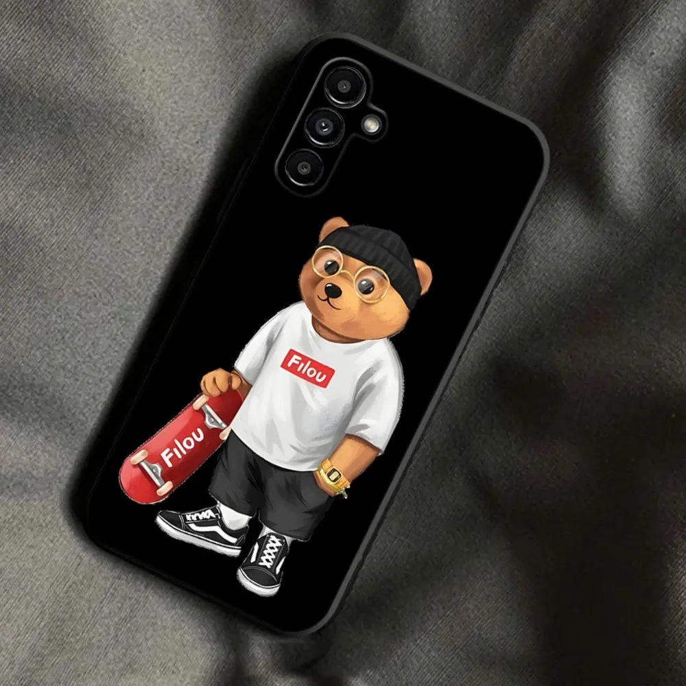 Fashion B-Baron Filou Bear Phone Case For Samsung Galaxy A13,A21s,A22,A31,A32,A52,A53,A71,A80,A91 Soft Black Phone Cover