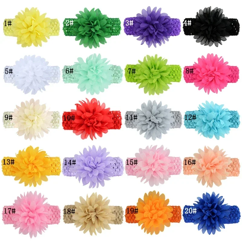 1PC Girls Headbands Chiffon Flower Bows Soft Strecth Bands Baby Hair Accessories for Newborns Infants Toddlers and Kids