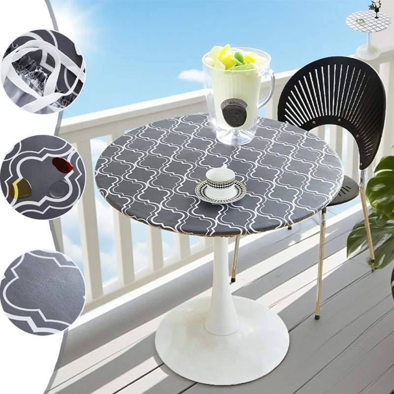 

Waterproof Oil-Proof Round Table Cover Elastic Easy Clean Table Protection Cover for Outdoor Picnic Camping HomeManteles De Mesa