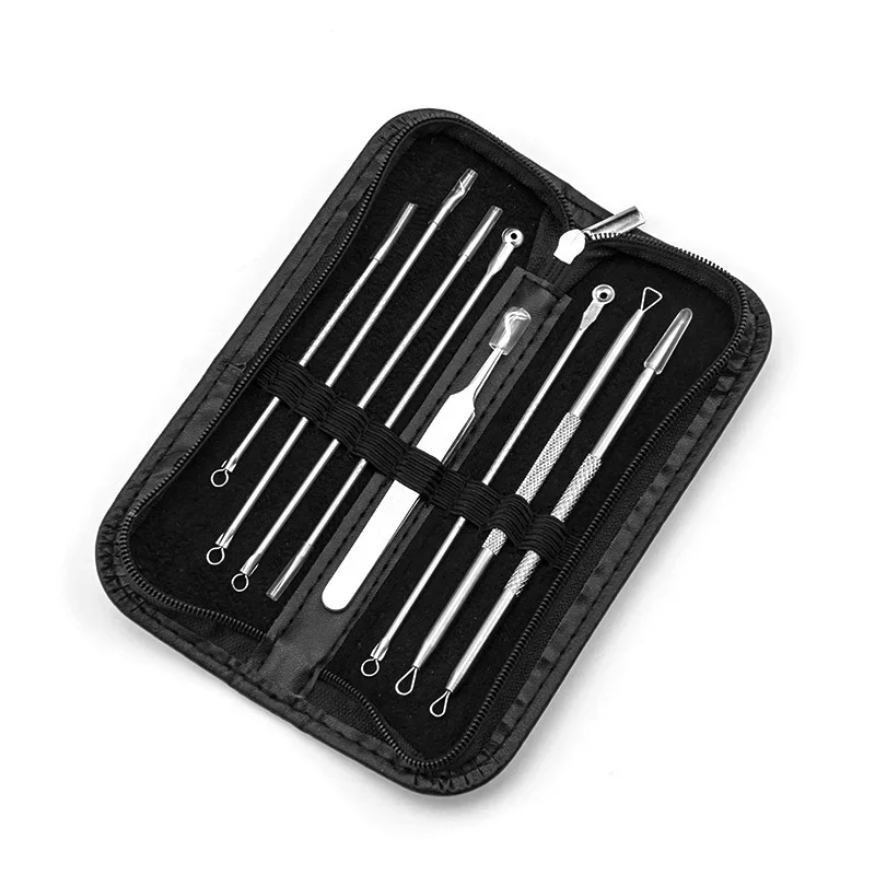 8pcs/set Blackhead Comedone Acne Pimple  Remover Tool Spoon for Face Skin Care  Needles Facial Pore Cleaner